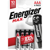 Poza cu ENERGIZER ALKALINE BATTERIES MAX AAA LR03, 4 PIECES, ECO PACKAGING (438144)