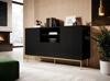 Poza cu PAFOS chest of drawers on golden steel frame 150x40x90 cm matte black (PAFOS KOM15+S C)