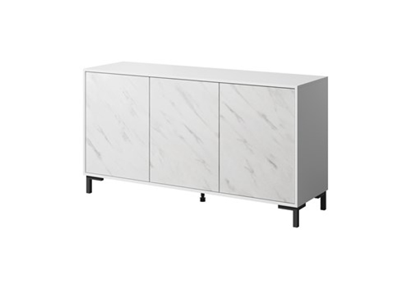 Poza cu MARMO 3D chest of drawers 150x45x80.5 cm white matt/marble white (MARMO KOM150 BI)