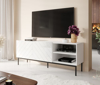 Poza cu ABETO RTV cabinet on black steel frame 150x42x60 cm white/gloss white (ABETORTV15+ST B)