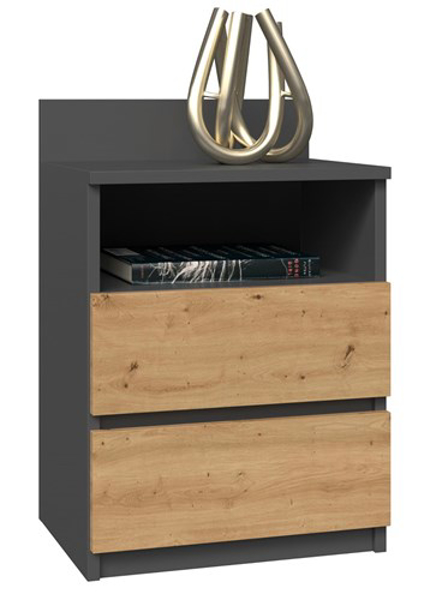 Poza cu Topeshop M1 ANTRACYT/ARTISAN nightstand/bedside table 2 drawer(s) Oak (M1 ANTR/ART)