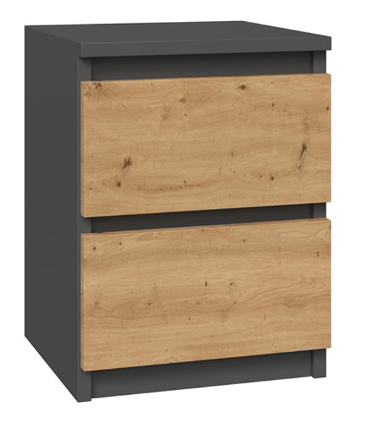 Poza cu Topeshop M2 ANTRACYT/ARTISAN nightstand/bedside table 2 drawer(s) Anthracite, Oak, Wood (M2 ANTR/ART)