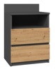 Poza cu Topeshop M1 ANTRACYT/ARTISAN nightstand/bedside table 2 drawer(s) Oak (M1 ANTR/ART)
