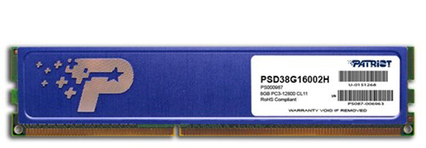 Poza cu Patriot Memory DDR3 8GB PC3-12800 (1600MHz) DIMM Memorie 1 x 8 GB 1600 MHz (PSD38G16002H)