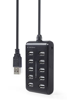Poza cu Gembird UHB-U2P10P-01 10-port USB 2.0 hub, black (UHB-U2P10P-01)