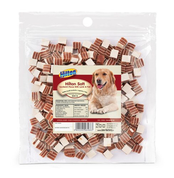 Poza cu HILTON Sandwich pieces with lamb and fish - Dog treat - 500 g