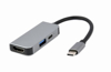 Poza cu Gembird A-CM-COMBO3-02 USB Type-C 3-in-1 multi-port adapter (USB port + HDMI + PD), silver (A-CM-COMBO3-02)