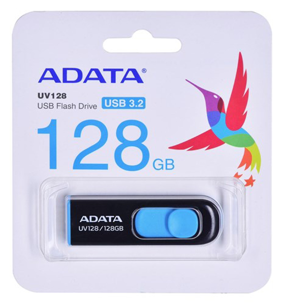 Poza cu ADATA DashDrive UV128 128GB USB flash drive USB Type-A 3.2 Gen 1 (3.1 Gen 1) Black, Blue