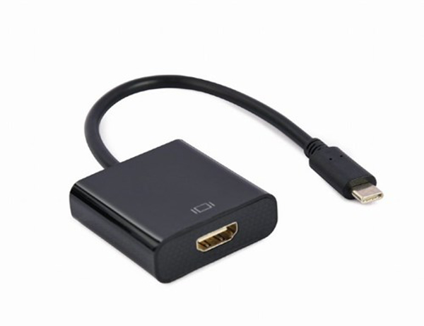 Poza cu Gembird A-CM-HDMIF-03 USB Type-C to HDMI adapter cable, 4K@30Hz, 15 cm, black (A-CM-HDMIF-03)