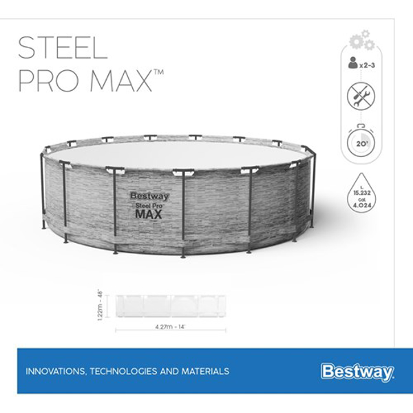 Poza cu Bestway Steel Pro MAX Above Ground Pool Set Round 4.27 m x 1.22 m (5619D)