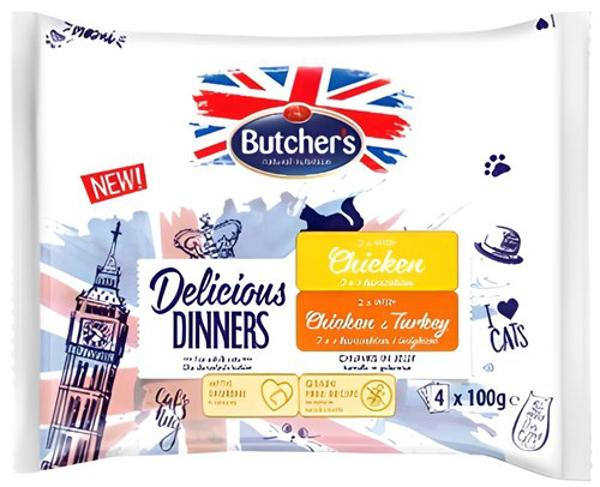 Poza cu BUTCHER'S Delicious Dinners Chicken, Chicken with turkey - wet cat food - 4 x 100g