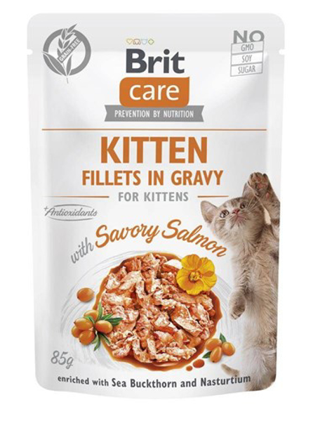 Poza cu BRIT Care Cat Kitten Savory Salmon Pouch - wet cat food - 85 g