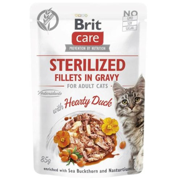 Poza cu BRIT Care Cat Sterilized Hearty Duck Pouch - wet cat food - 85 g