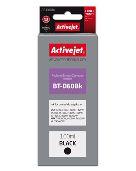 Poza cu Activejet AB-D60Bk Ink Bottle (Replacement for Brother BT-D60Bk, Supreme, 100 ml, black) (Brother BT-D60Bk)