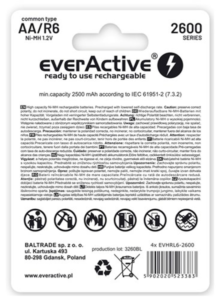 Poza cu Rechargeable batteries everActive Ni-MH R6 AA 2600 mAh Professional Line