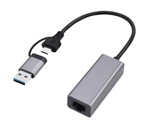 Poza cu Gembird A-USB3AC-LAN-01 USB 3.1 + type-C Gigabit network adapter, space grey (A-USB3AC-LAN-01)