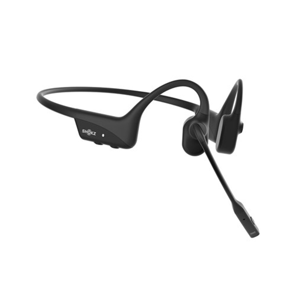 Poza cu SHOKZ OpenComm2 Wireless Bluetooth Bone Conduction Videoconferencing Headset | 16 Hr Talk Time, 29m Wireless Range, 1 Hr Charge Time | Includes Noise Cancelling Boom Mic, Black (C110-AN-BK) (0810092677260)