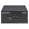 Poza cu Manhattan HDMI KVM Switch 2-Port, 4K@30Hz, USB-A 3.5mm Audio Mic Connections, Cables included, Audio Support, Control 2x computers from one pc mouse screen, USB Powered, Black, Three Year Warranty, Boxed (153522)