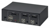 Poza cu Manhattan DisplayPort 1.2 KVM Switch 2-Port, 4K@60Hz, USB-A 3.5mm Audio Mic Connections, Cables included, Audio Support, Control 2x computers from one pc mouse screen, USB Powered, Black, Three Year Warranty, Boxed (153546)