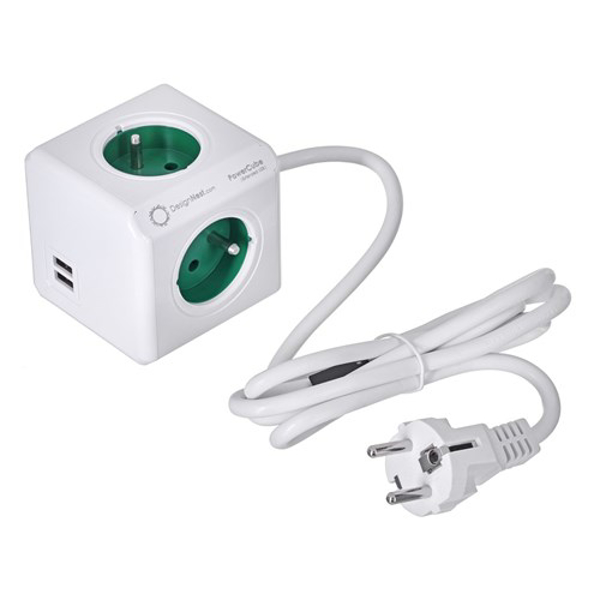 Poza cu Allocacoc 2402GN/FREUPC Extensie 1.5 m 4 AC outlet(s) Indoor Green,White