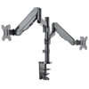 Poza cu Manhattan TV & Monitor Mount, Desk, Full Motion (Gas Spring), 2 screens, Screen Sizes: 10-27'', Black, Clamp or Grommet Assembly, Dual Screen, VESA 75x75 to 100x100mm, Max 8kg (each), Lifetime Warranty (461597)