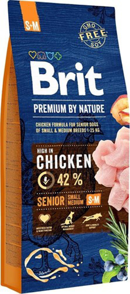 Poza cu Brit Premium by Nature Senior S+M 15 kg Apple, Chicken, Corn