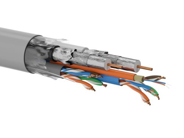 Poza cu Multi cable Q-LANTEC MultiMedia 2x U UTP kat.5E + 2x RG6 + 2x FO G657A1, PVC, 350m (KMP3501) Grey (KMP3501)