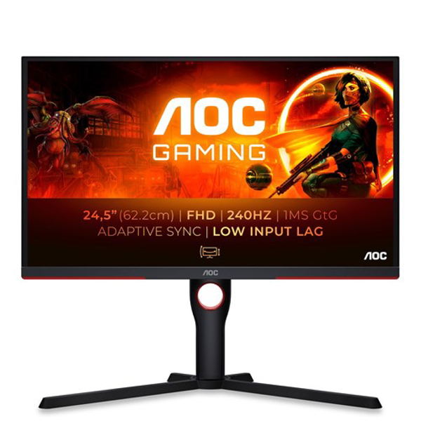 Poza cu AOC G3 25G3ZM BK computer monitor 62.2 cm (24.5'') 1920 x 1080 pixels Full HD Black, Red (25G3ZM BK)