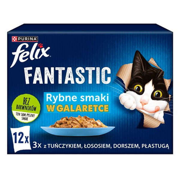 Poza cu Felix Fantastic fish flavors in jelly with tuna, salmon, cod and flatfish - 340g (12x 85 g)