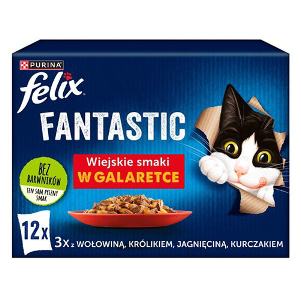 Poza cu Felix Fantastic country flavors in jelly beef, chicken, lamb, rabbit - 340g (12 x 85 g)