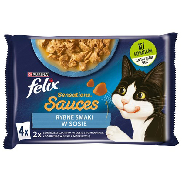 Poza cu Felix Sensations Mix Cod with tomatoes, sardine with carrots - wet cat food - 340g (4 x 85g)